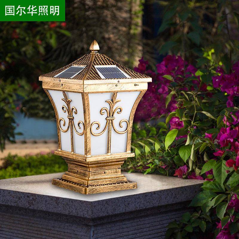 铝太阳能剑花柱头灯欧式庭院小区工程围墙灯铝制灯庭院灯节能省电
