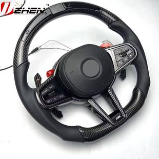 适用于宝马5678系X1X2X3X4X5X6X7改装 升级CS碳纤维LED平底方向盘