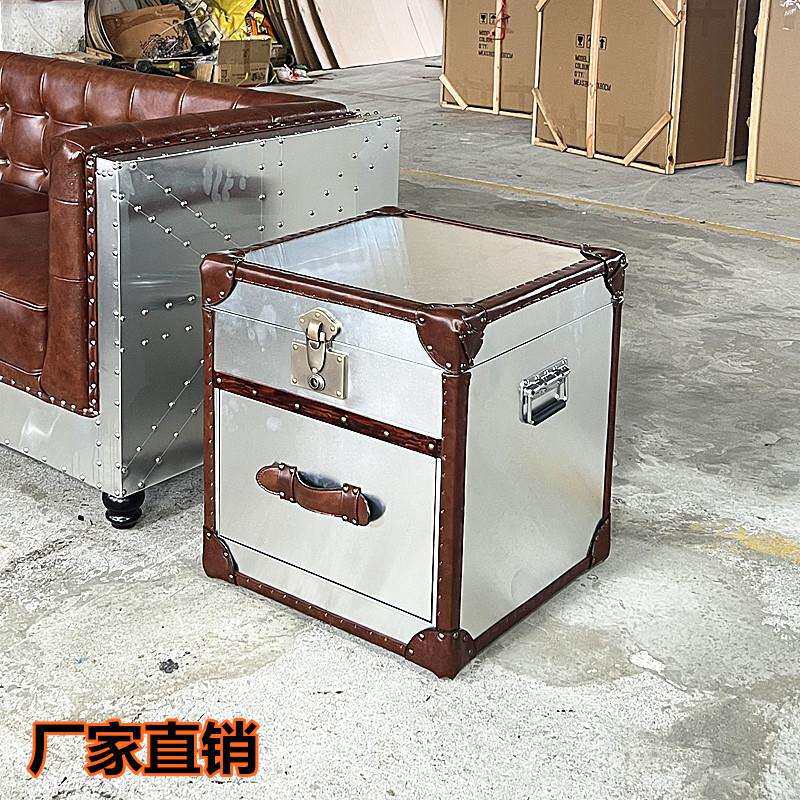 LOFT工业风角几方形做旧金属铝皮个性创意艺术客厅小户型沙发边几