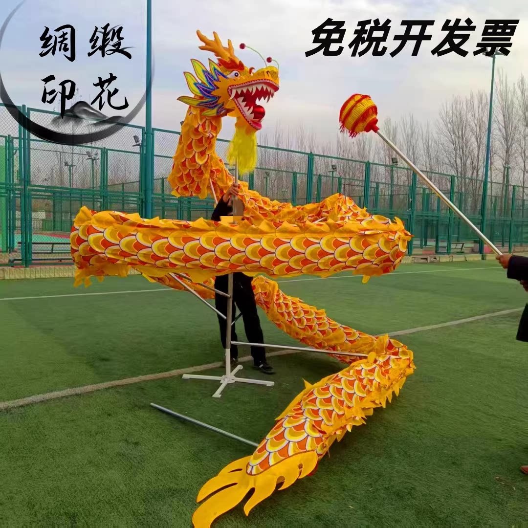 舞龙道具耍龙灯整套九节烫金灯光龙儿童成人舞龙舞狮布龙龙头服装