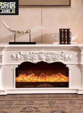 1.5米电子壁炉电视柜仿真火焰装饰柜取暖器客厅家用白色LED灯假火