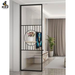 北欧轻奢铁艺玻璃屏风套房入户玄关网红墙餐厅浴室洗手台边墙隔断