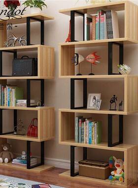 现代简约书架书柜物架置客厅意隔板落创62369地多层铁艺储物架简