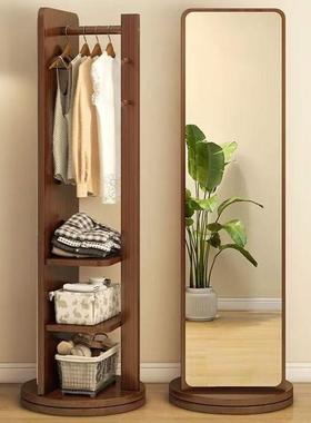 旋卧转全身镜落地镜34545衣家用可移动室穿衣镜挂帽架一体试衣镜