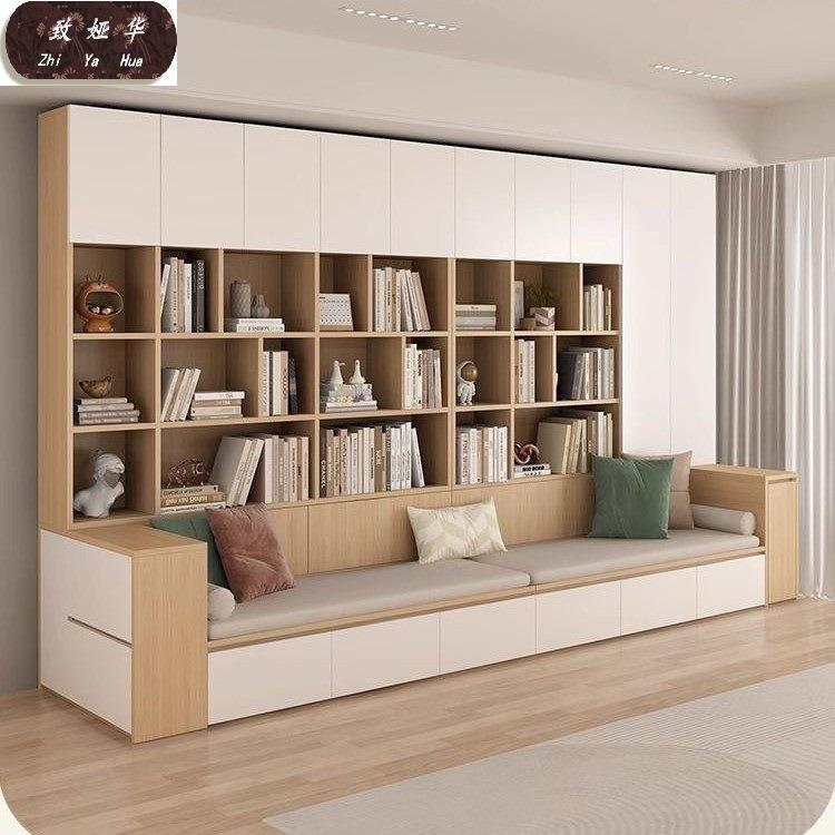 多功能家用带卡座书RQS架背景柜储柜客沙发物书一柜体厅满墙书柜