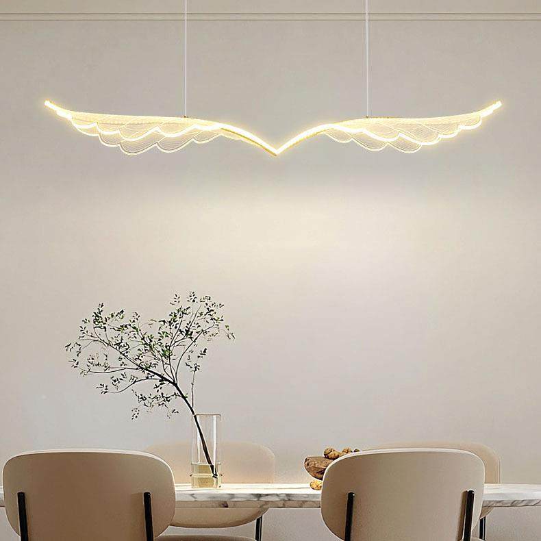 现膀代轻奢吊灯克力吧羽毛翅灯护眼艺术一字餐厅531餐桌台亚吊灯