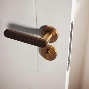 卧F15 B59室内门锁原木风门实手静音磁吸家用室木木门锁具把新中