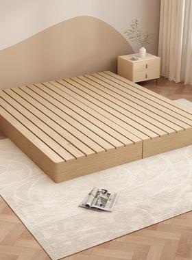 日排骨架床榻榻米床床纯架子地铺床式全实木民宿无床头原LYP木实