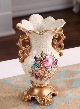 欧式复古高档双插花器家居大酒桌AMQ装店饰品餐电视柜客厅耳花瓶