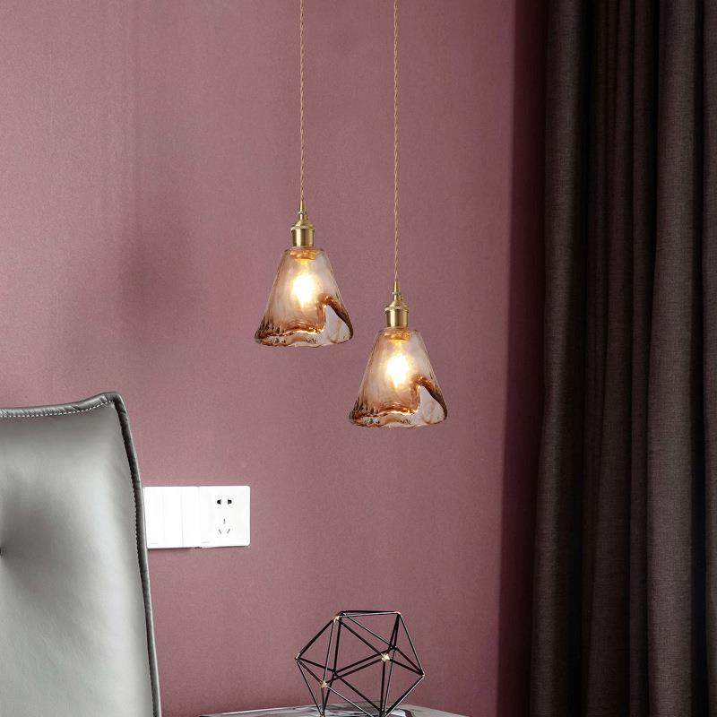 北欧古厅黄铜玻璃吊灯复民宿台餐厅床671头灯创意吧个性咖啡客厅