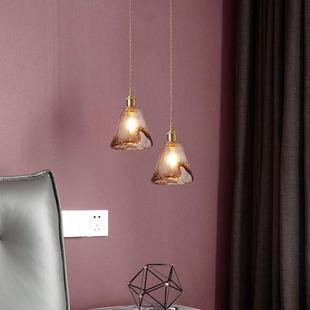 北欧古厅黄铜玻璃吊灯复民宿台餐厅床671头灯创意吧个性 咖啡客厅