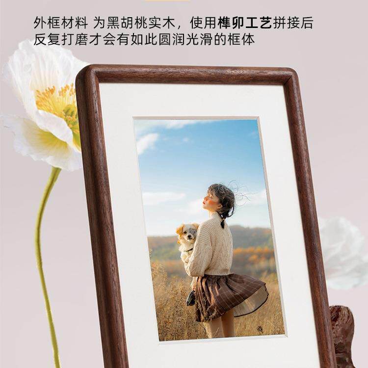 黑胡照实木台洗照片做F98J97SJ成相框感打摆印片桃6寸木质8寸空框