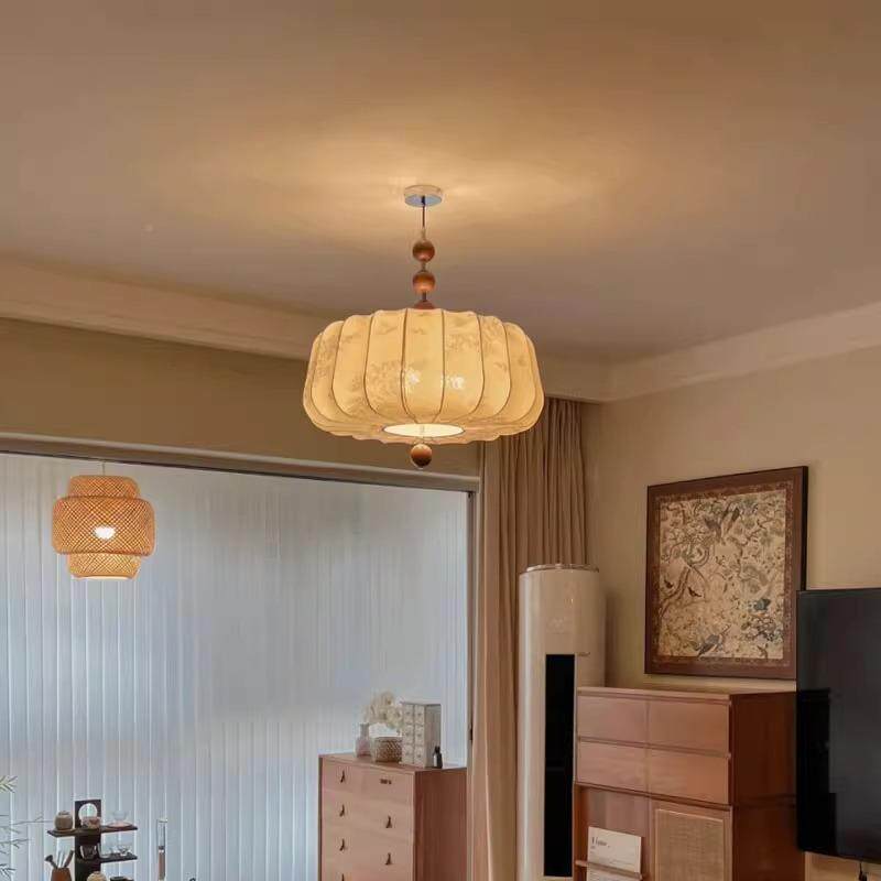 栗子灯法式中古实花纹大厅漫装饰灯新款325布艺创木意温馨浪吊客