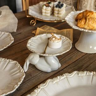 法式 496下午 高脚盘陶瓷甜茶品水果托果盘收盘纳盘茶歇冷餐摆台a