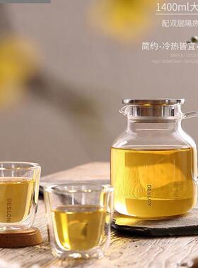 现货德世朗DQY-TZ016B冷水壶DESLON/清韵玻璃冷水壶套装茶壶水壶