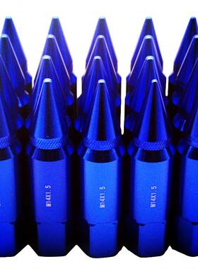 汽车配件20件M14X1.5带帽加长调谐器蓝色铝制车轮轮圈凸耳螺母