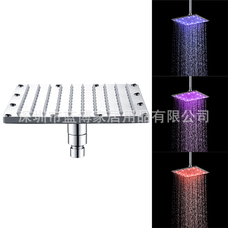 10寸新款变色顶喷不锈钢LED顶喷七彩/感温三色淋浴顶喷8030-F6