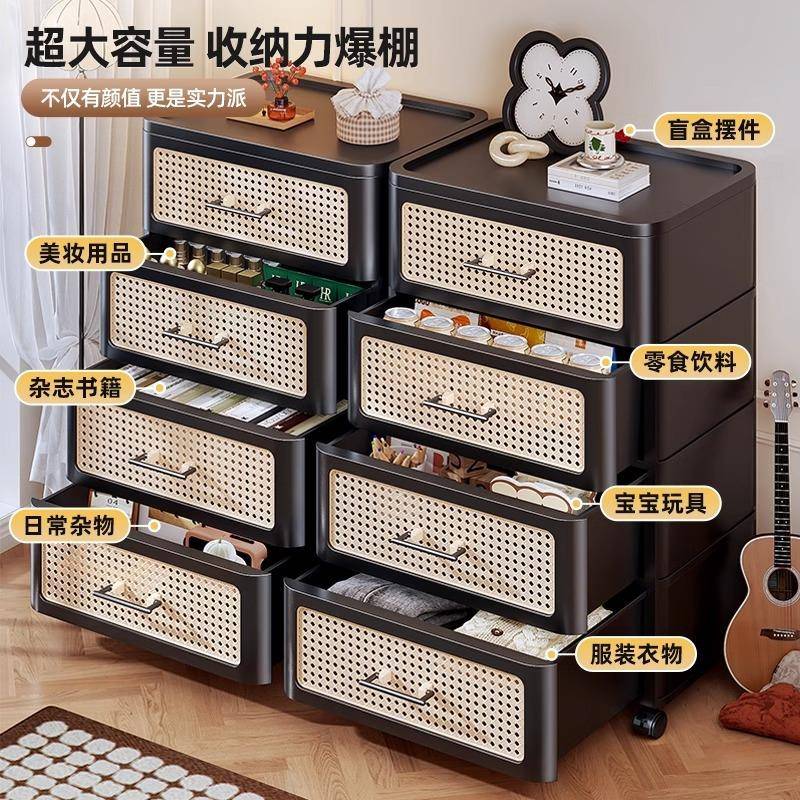 抽屉式收纳柜柜塑料家用储物柜卧床室多层五BH-JH202斗厅落地头置