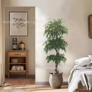 仿真叶大UTX型室内客厅电胶榕视柜落地摆件饰仿生绿植造装景盆栽