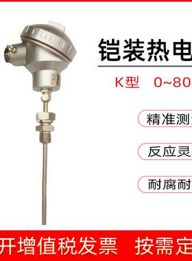 铠装热电偶耐高温K感型温度传T器锈钢不P100JAI热电阻仪器仪表