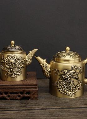 全具黄铜创意大容量龙茶壶功夫茶壶山壶家居水办无品牌/公室茶装