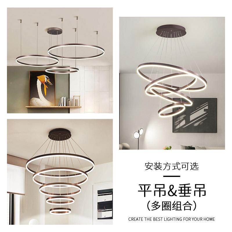 吊灯客厅灯现代498简2约02新款餐厅饭厅5极简奢环形主卧轻室家居