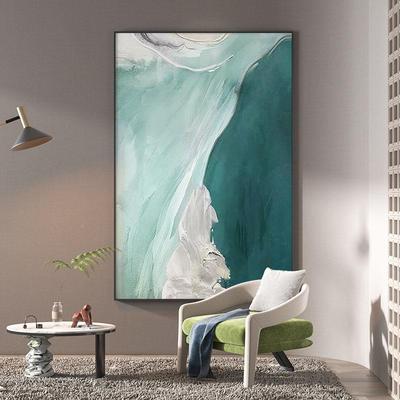 现代轻绘奢客厅玄关装画蓝S-1581色背景墙喷壁走廊过道抽象大幅饰