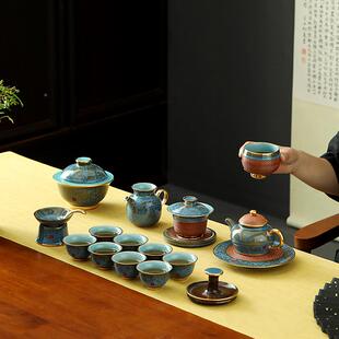 钧御9411名师跳刀高档公陶瓷壶茶套具组窑变办室会客厅轻奢茶盖碗