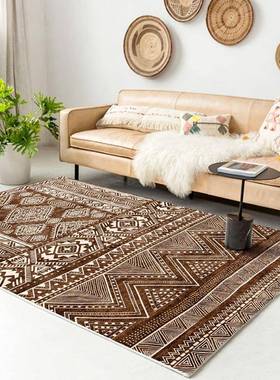 P66D欧ins北地毯摩客GDI厅卧室家用几垫洛哥民族茶风棕色耐脏易打