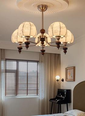 法式古中古美布艺花纹卧室客厅吊灯56033洋式复餐厅灯南风胡桃木