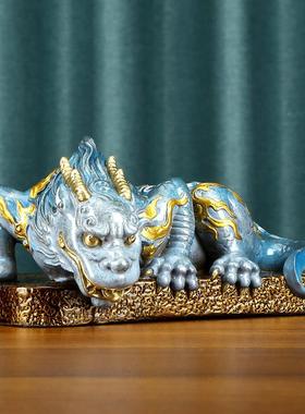 彩铜蚣B-C1109镇水兽摆件办公室面吸设水桌兽蝮摆家居玄关装饰工