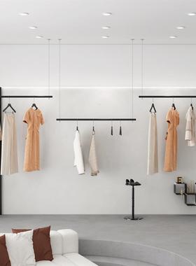 服装店展示顶不锈钢悬架挂679吊架男女童装黑色陈列挂衣货架婚纱