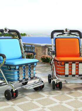 老年代步折车可坐2024005可推四轮座椅叠助步车购物人车户外手推