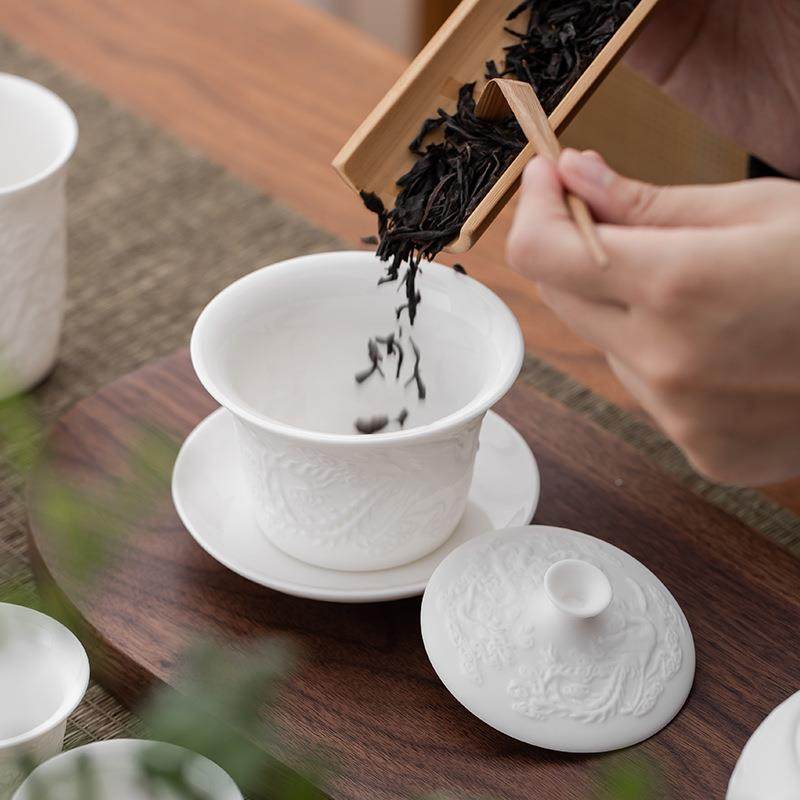 家素烧白浮雕双龙夫茶具套装用玉羊脂59003白瓷盖碗茶杯轻奢高档,农机/农具/农膜,其它农用工具,淘宝优惠券,粉丝福利购,淘宝优惠卷