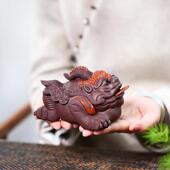 头家宜兴厂紫砂茶宠鸿运当件金蟾摆手工制作雕塑茶玩礼品TWM大号