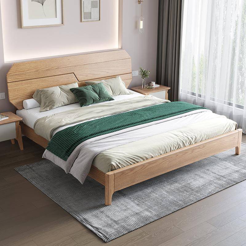 轻奢白蜡实木床1.8米双人床婚主卧1.5床米单JD-603人硬靠实木木家