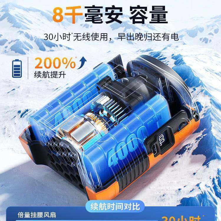 挂腰风业扇身便携式夹腰间可穿戴夏天暑消降随温高288温作室户外