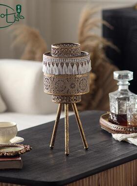 摩洛桌哥风铁艺镂空烛台饰品个A3185性创意烛台底座道美面式仿古