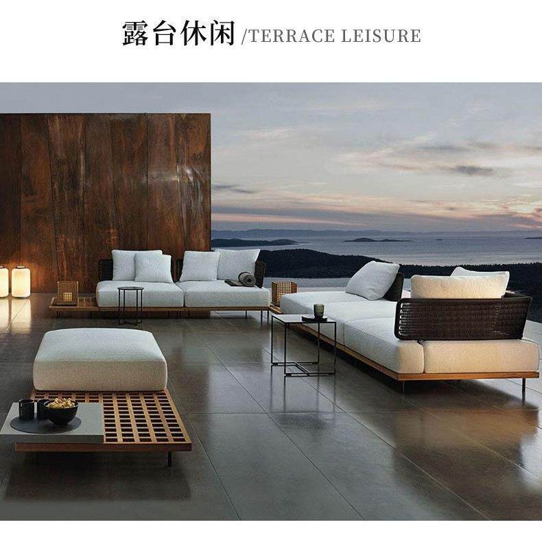 北欧户外沙发实468木室藤编家具合酒店外阳台客院厅庭休闲藤椅组