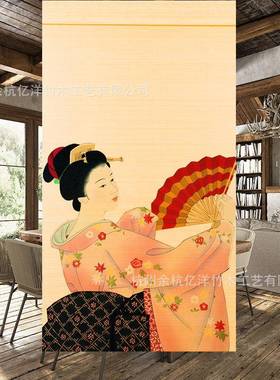 厂家销中式印花直竹帘客LT1008厅阳日式茶遮隔断卷帘窗帘新中室式