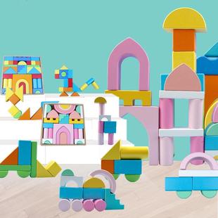 木制大颗粒彩虹城堡积木儿童益智1 3岁宝宝早教创意拼搭积木玩具