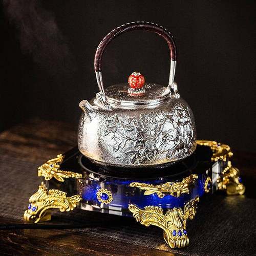 银包铜壶烧水壶日式煮泡茶提梁银水壶复古纯手工电陶炉煮茶茶具