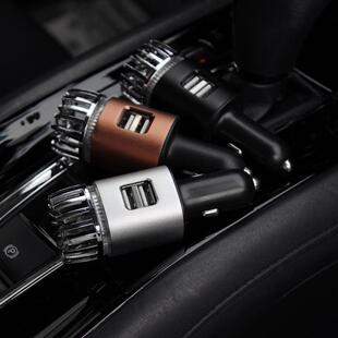 汽车用品配件2合1车载空气净化器USB快充电负离子除烟味清新机