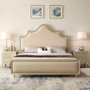 美式轻奢实木床现代简约1米8双人大床主卧高端法式床储物床公主床