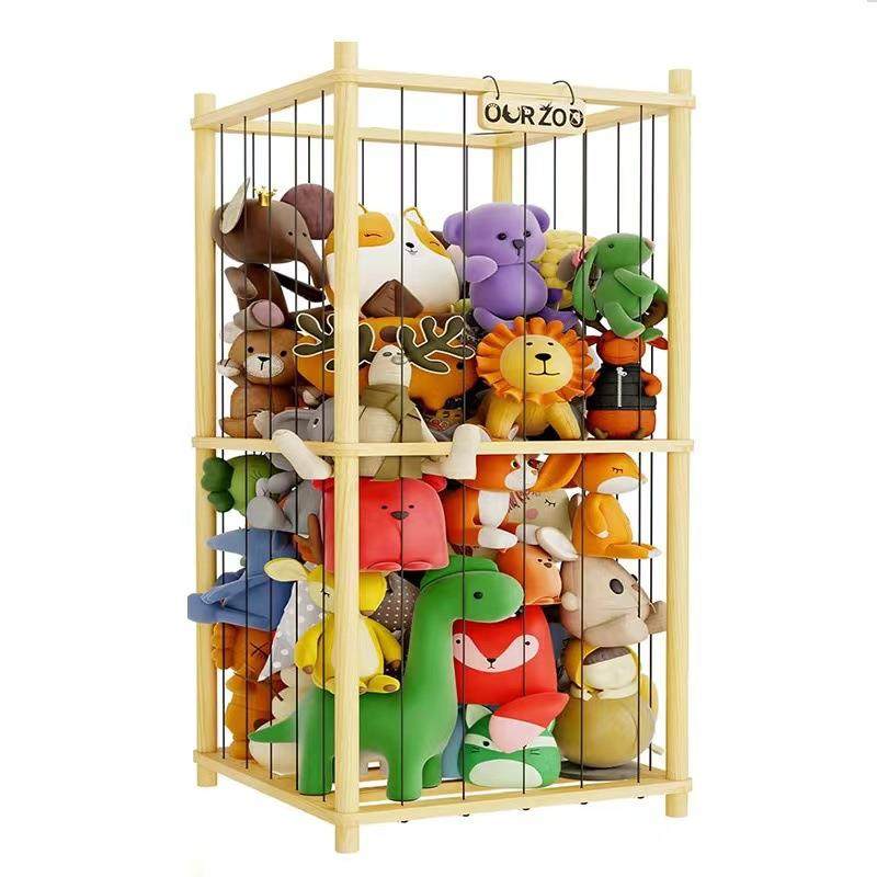 木质玩具箱儿童玩偶收纳箱卧室客厅毛绒动物存储箱填充实木储藏架