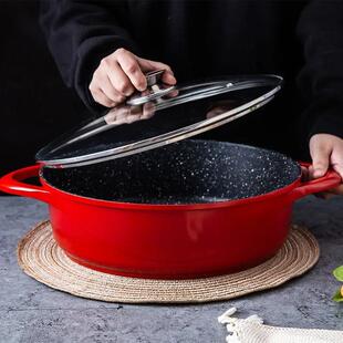 波浪麦饭石火锅汤锅不粘锅家用火锅锅具三汁焖锅电磁炉焖锅专用锅