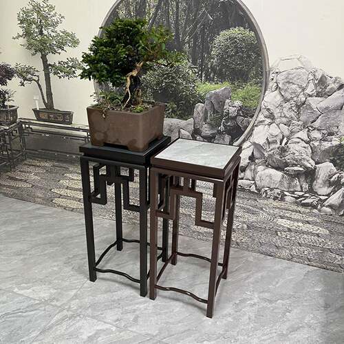 铝合金回纹花几中式铁艺黑色复古办公室内户外阳台花园绿植盆景架