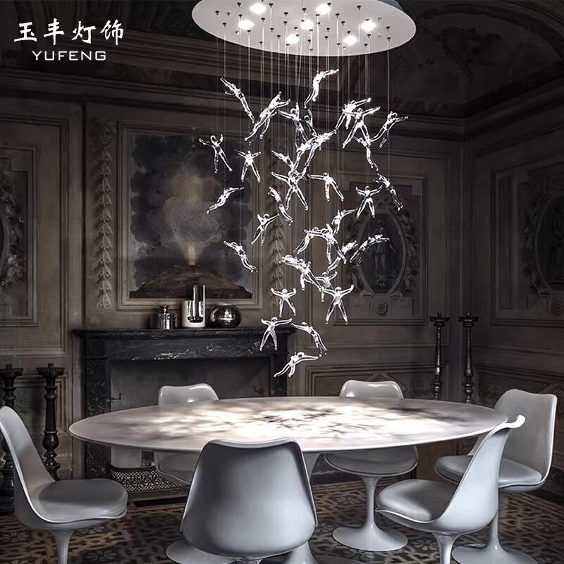 设计师样板房客厅餐厅吊灯别墅复式楼楼梯包间装饰天使小吊灯
