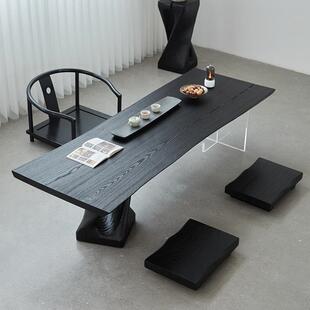 碳化黑色白蜡木茶几榻榻米实木茶桌客厅阳台茶台飘窗矮桌泡茶桌