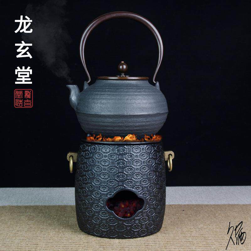 碳炉烧炭炉燃煤复古红陶纹风炉日式铁壶炉木炭炉煮茶便携户外茶炉